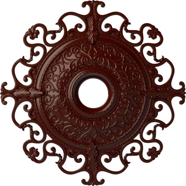 Ekena Millwork Orleans Ceiling Medallion (Canopies up to 8 1/4"), 38 3/8"OD x 6 5/8"ID x 2 7/8"P, Brushed Mahogany CM38OLBMF - main